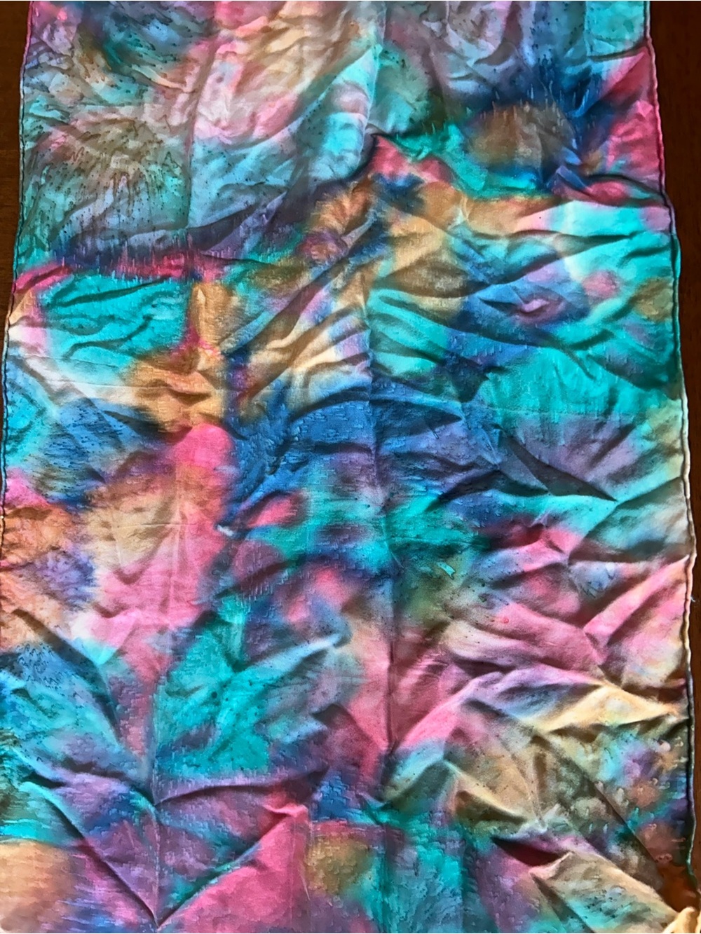 Multicolor Tie-Dye Scarf - Blue Pink Purple 13“ x 54“ - Picture 3 of 7